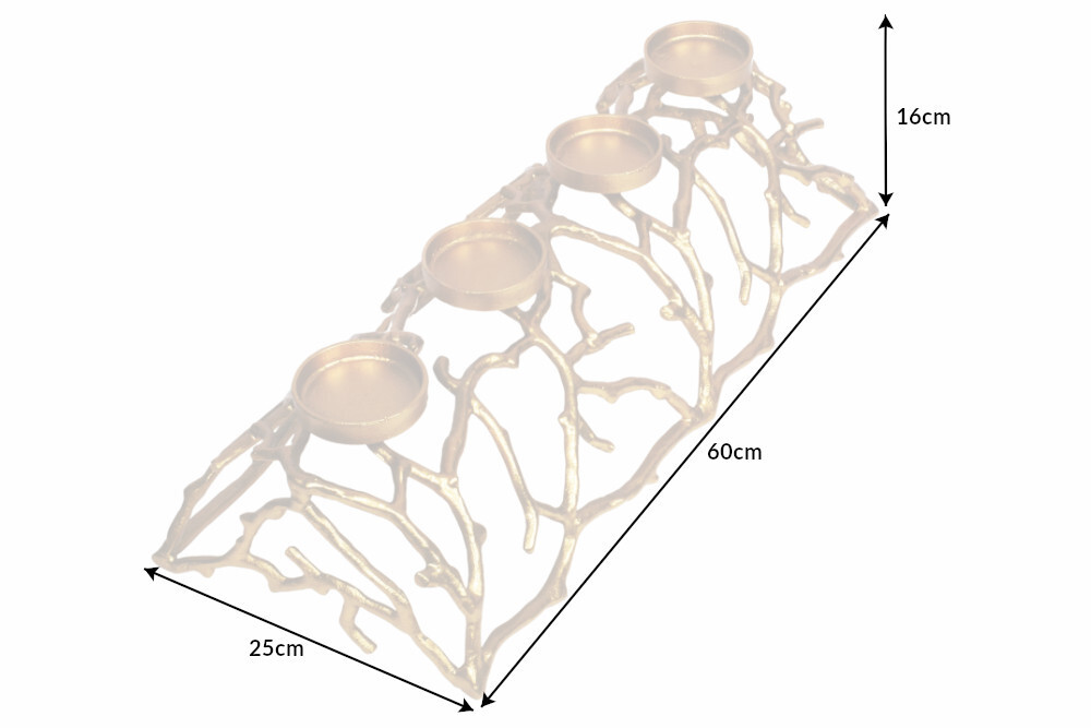 Eleganter Kerzenhalter ABSTRACT 60cm gold für 4 Kerzen