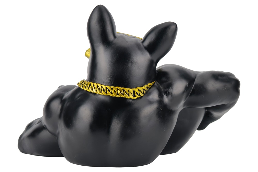 Deko-Figur BULLDOG 35cm schwarz handmade Schale mit Ablagefach