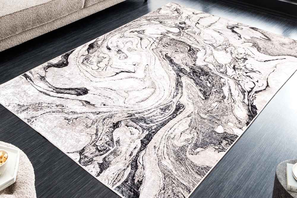 Design Teppich ART RUGS 230x160cm weiß grau Flachgewebe Indoor