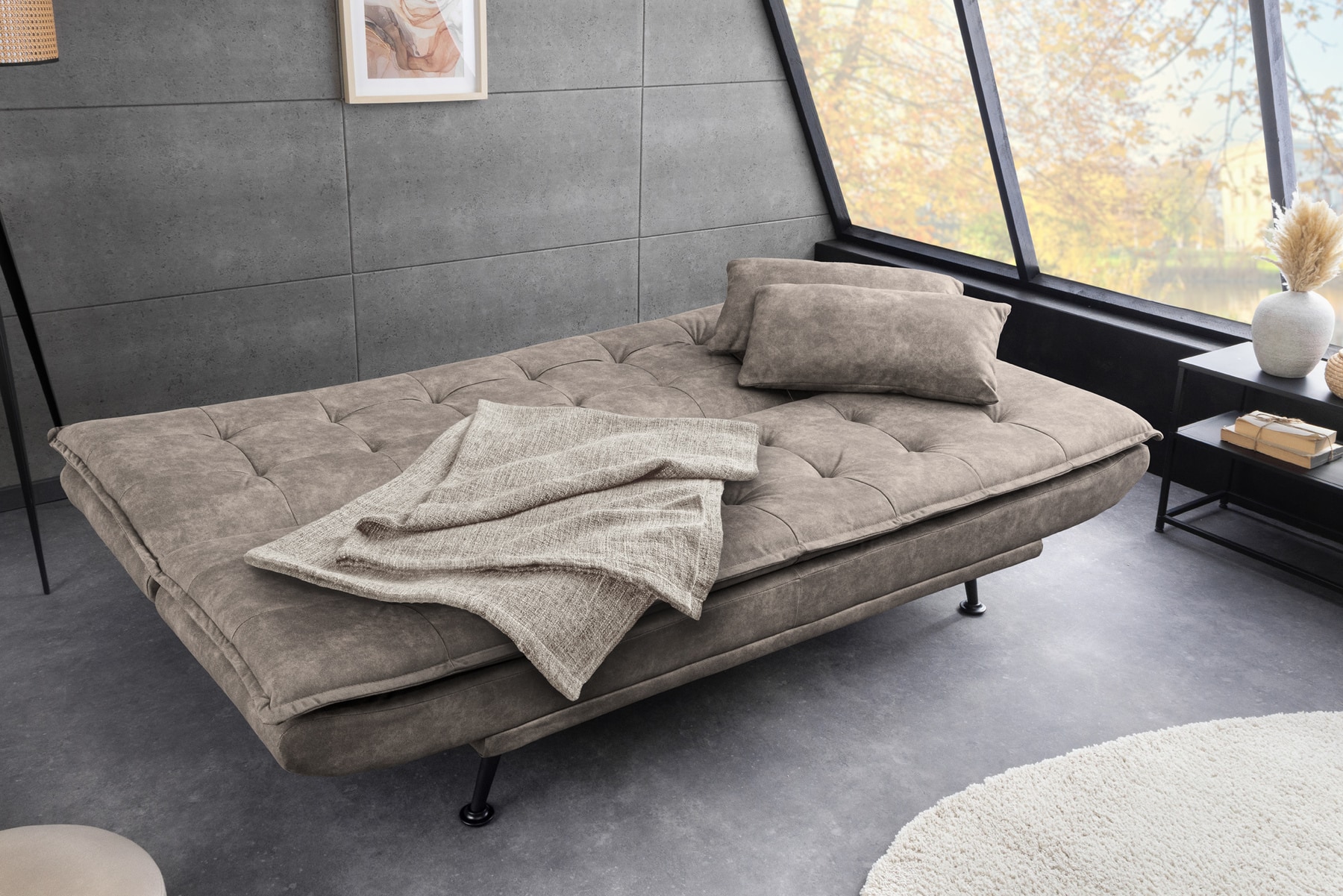 Modernes Schlafsofa JAZZ 190cm antik taupe Microfaser 3-Sitzer Couch