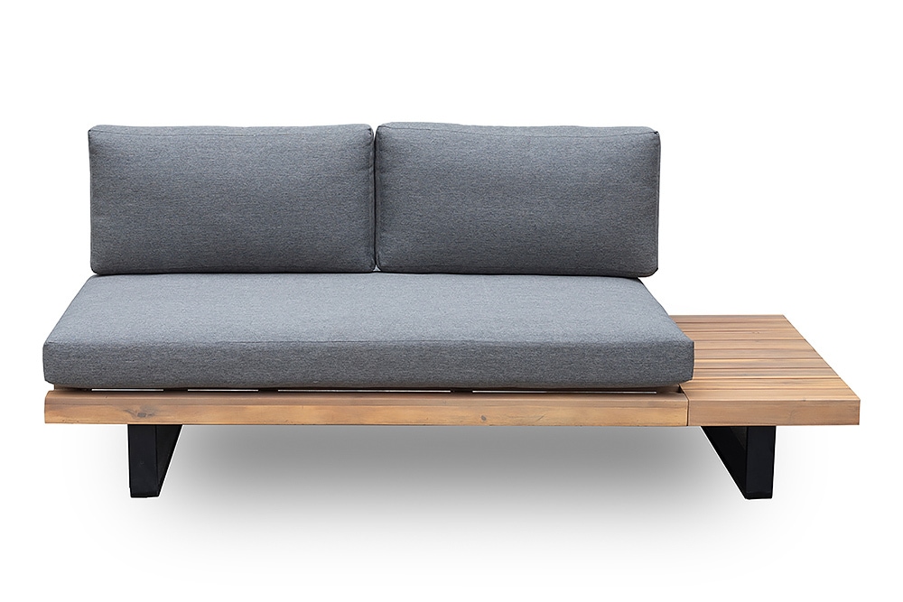 Wetterfestes Gartenlounge Set ST. BARTH 255cm grau natur Akazie Sitzecke inkl. Tisch und Kissen