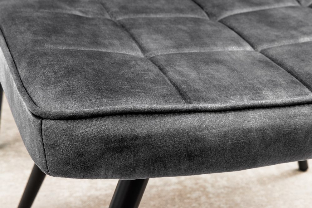 Moderner Hocker SCANDINAVIA grau Samt schwarze Metallbeine Fußhocker