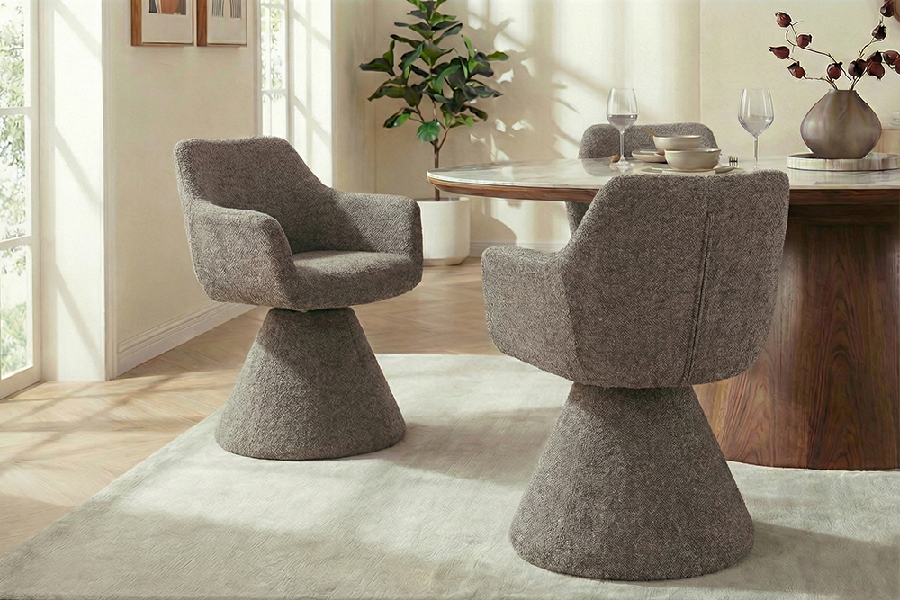 Drehbarer Stuhl AMBIENTO braun Strukturstoff 180° mit Auto-Return Polsterstuhl