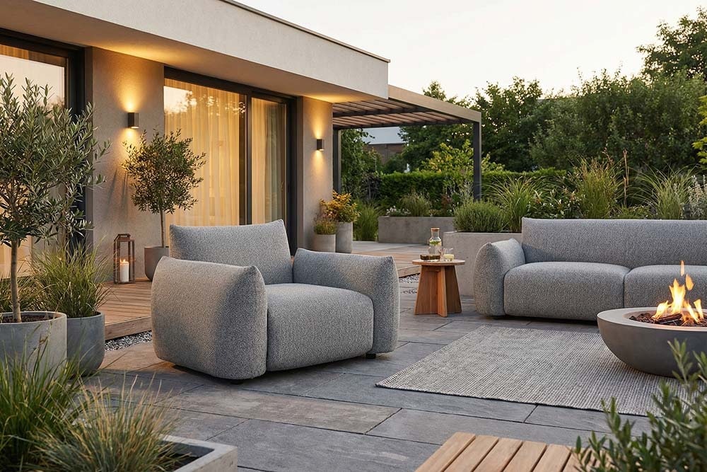In- und Outdoor Gartensessel SEAHAWK anthrazit Aluminium Olefin 1-Sitzer Sofa wetterfest