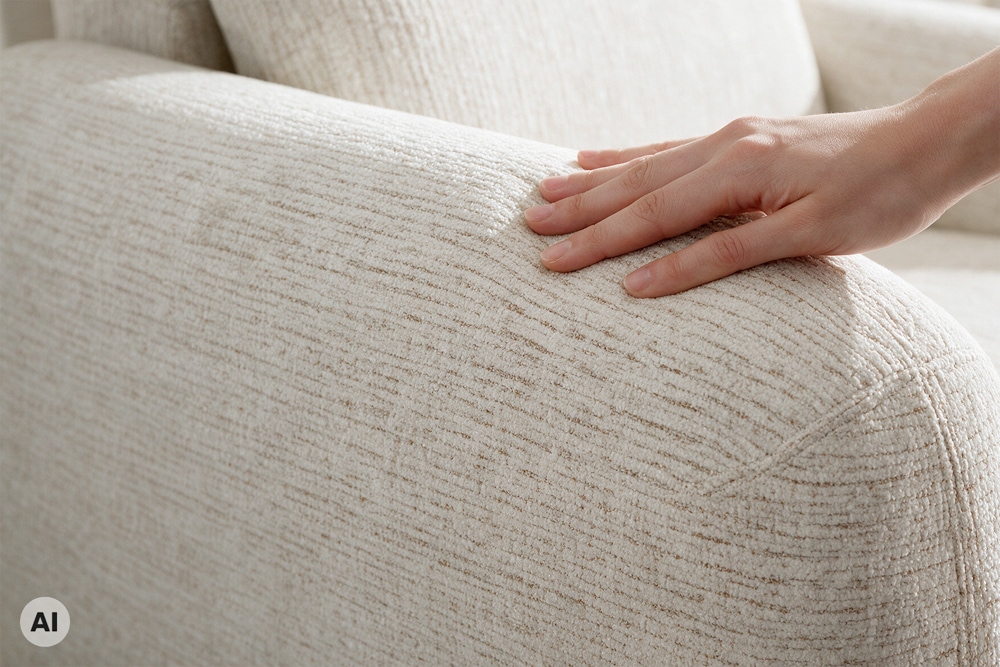 3er Sofa MILANO 220cm beige Bouclé Tweed Soft elektrisch verstellbare Fuß und Kopfstütze