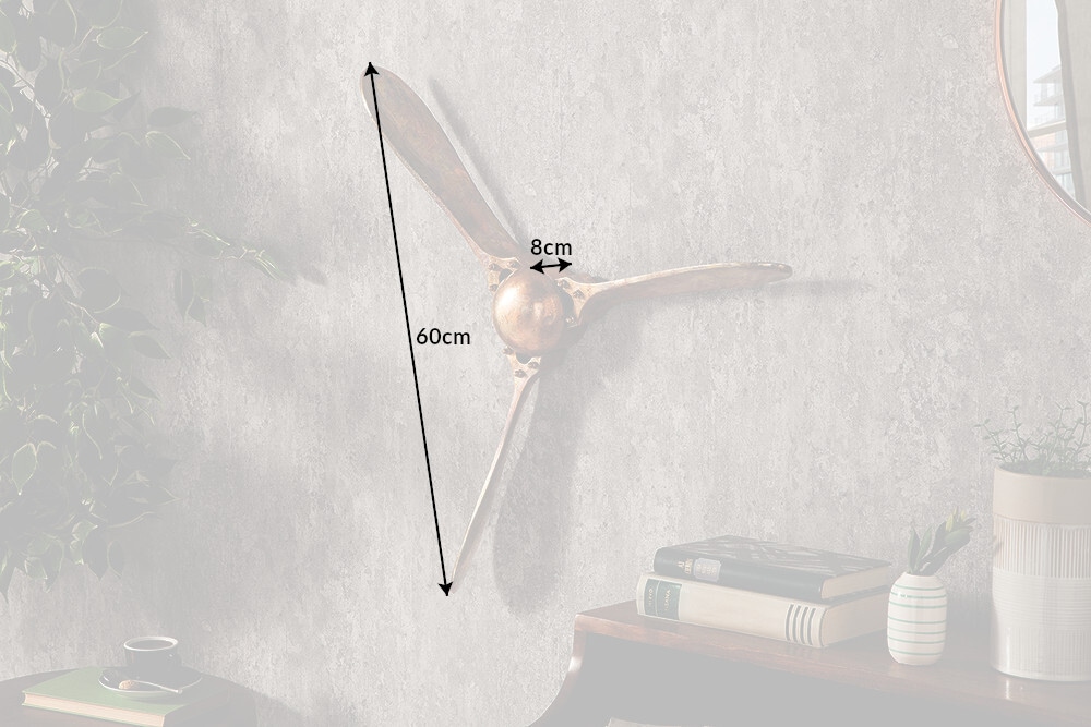 Authentische Wanddekoration SCREW III 60cm kupfer geflammt Flugzeug Propeller