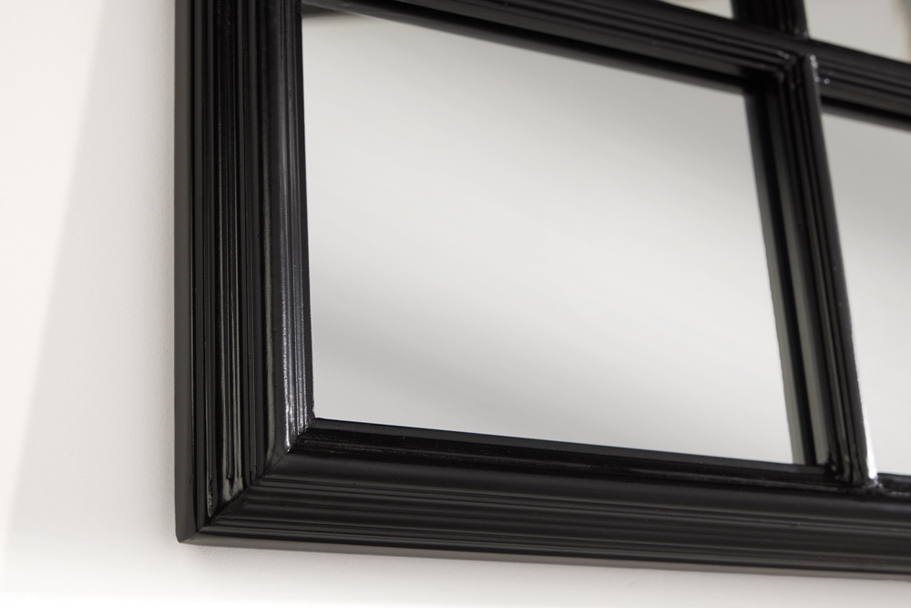 Moderner Wandspiegel PARIS 120cm schwarz Fensterspiegel Rundbogen-Design