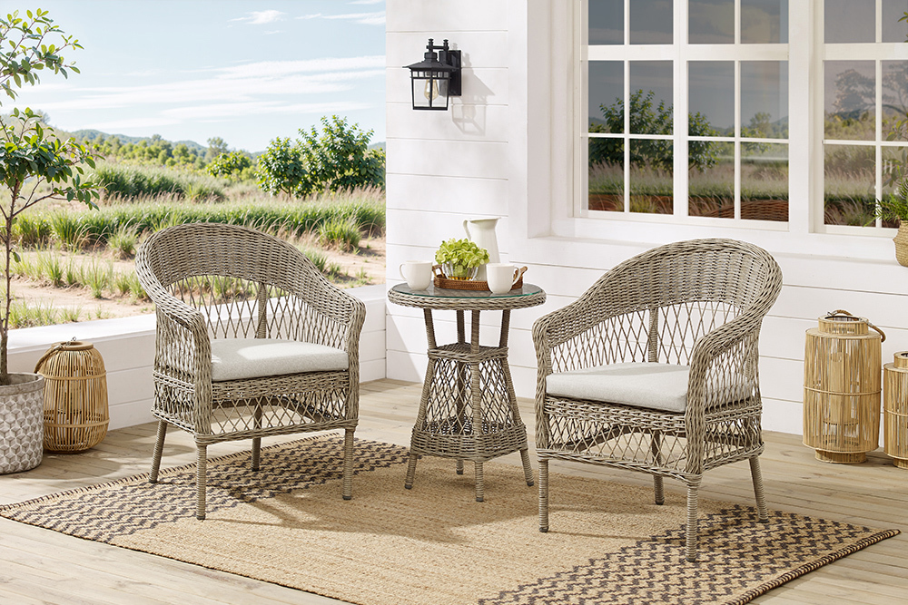 In- und Outdoor Garten-Set ELYSEE natur taupe Polyrattan Aluminium inkl. Tisch Kissen