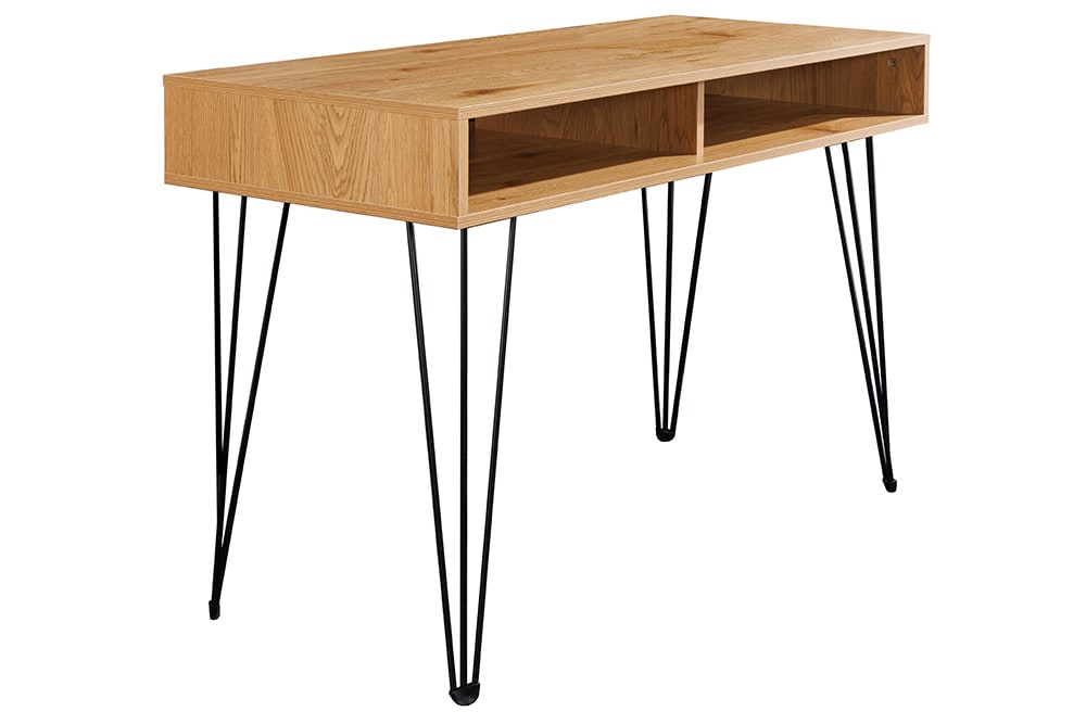 Industrial Schreibtisch STUDIO 110cm natur Eiche Laptoptisch Hairpin Legs Stauraum