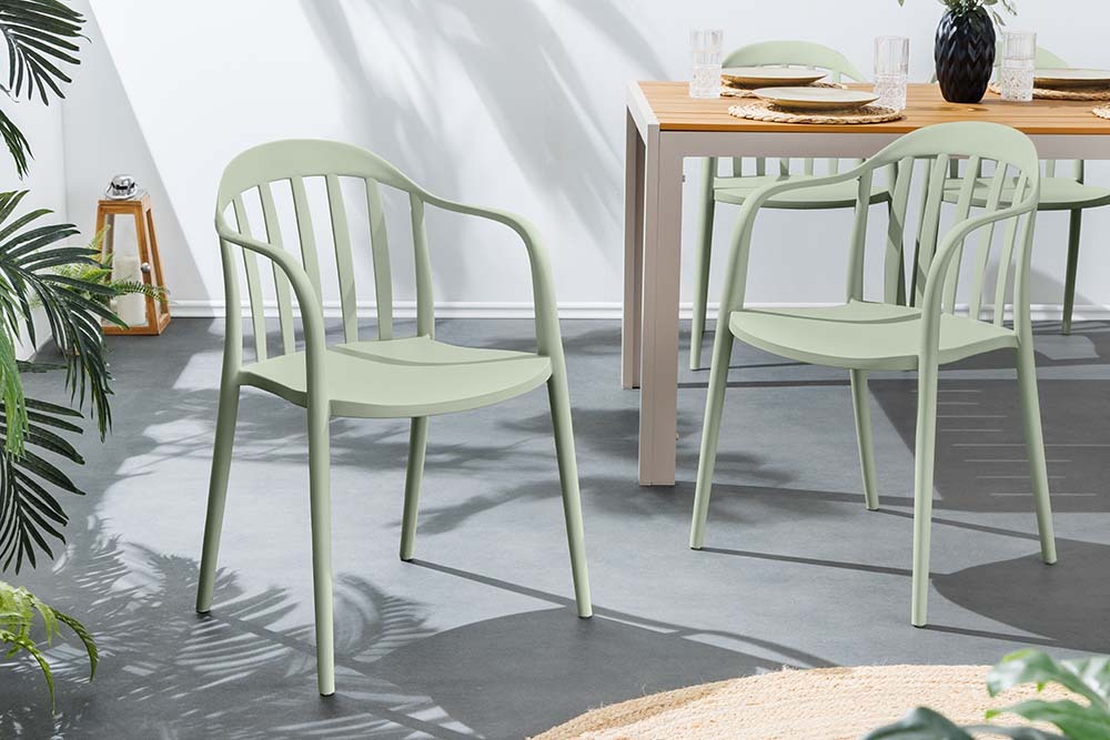 In- und Outdoor Stuhl STUDIO ITALIA salbei stapelbar Kunststoff Gartenstuhl