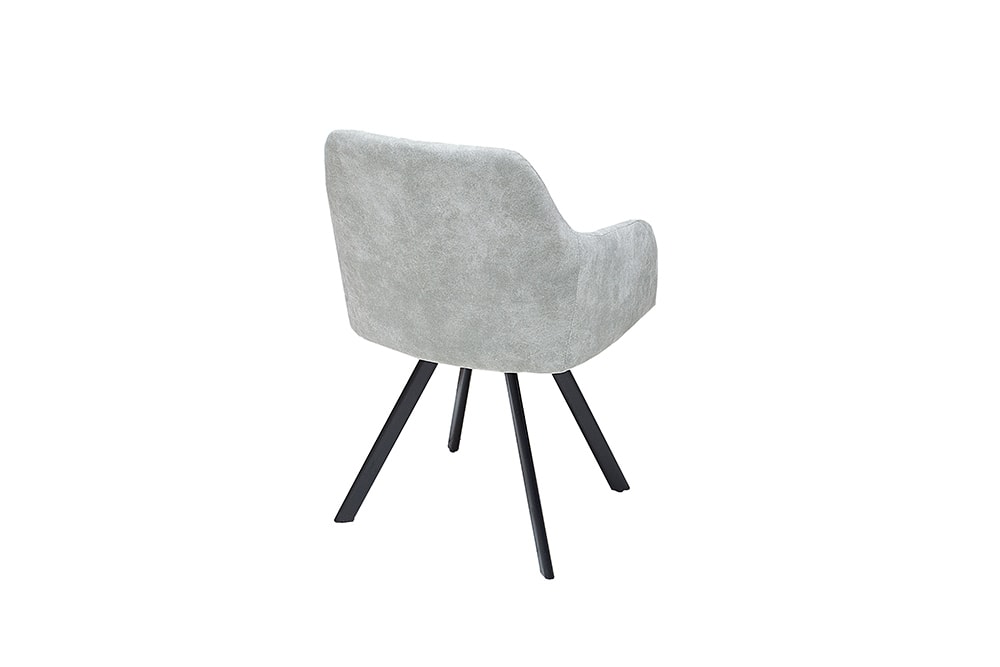 Retro Design Stuhl LUCCA stone grau Microfaser mit Armlehne Steppung gepolstert
