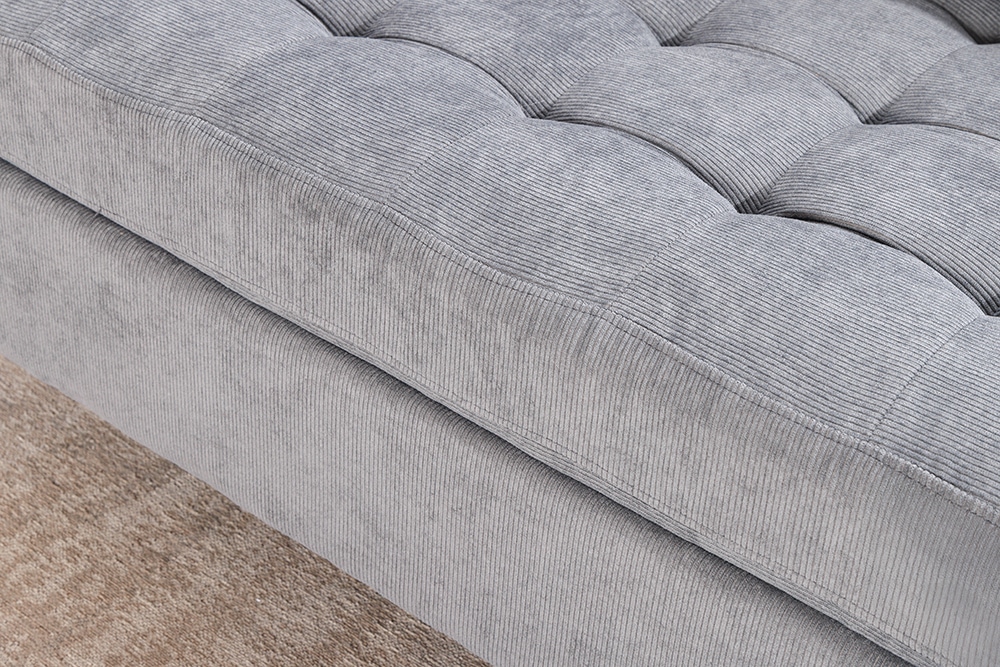 Modernes Ecksofa STOCKHOLM 220cm grau Cordstoff Federkern 3-Sitzer-Sofa