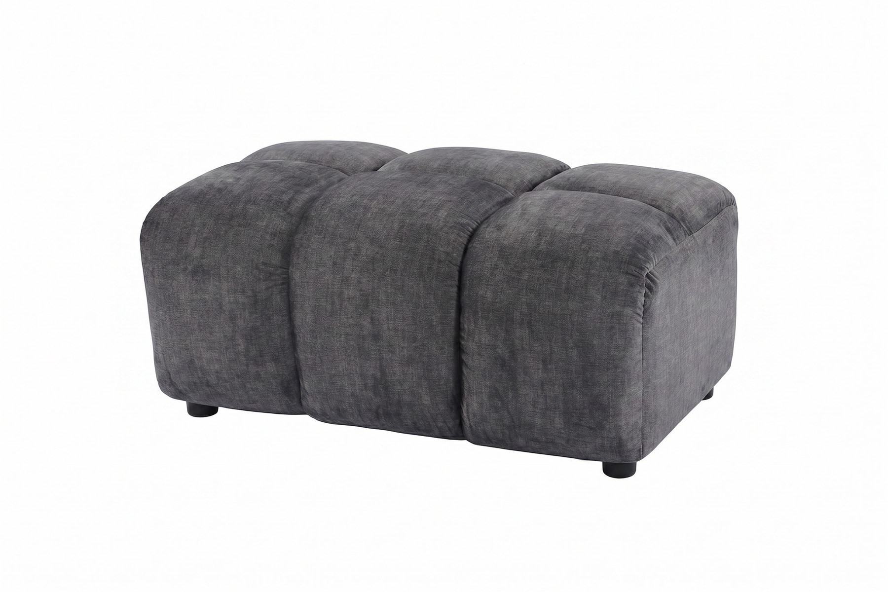 Moderner Hocker CLOUD 100cm grau Vogue Samtstoff Federkern Fußhocker Sitzhocker