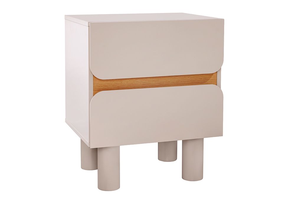 Design Nachtschrank COSMO 60cm cashmere weiß Eiche zwei Schubladen