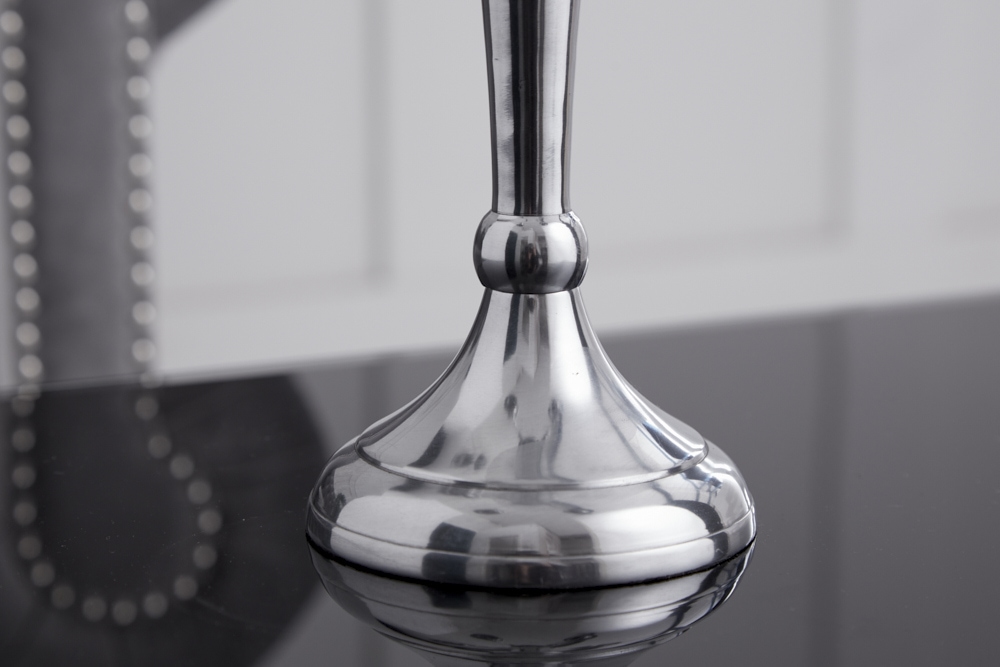 Kerzenständer MODERN BAROCK 40cm silber 5-armig Lüster Aluminium poliert Kerzenhalter