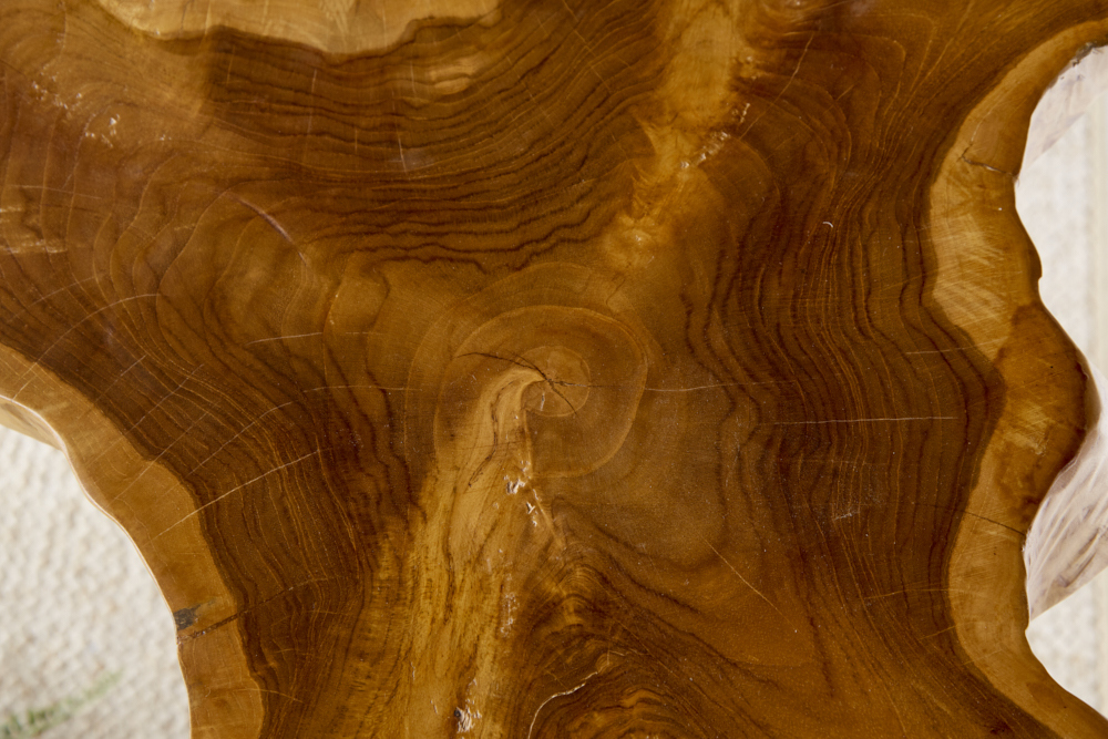Einzigartiger Beistelltisch WILD 60cm Teakholz Baumscheibe Couchtisch
