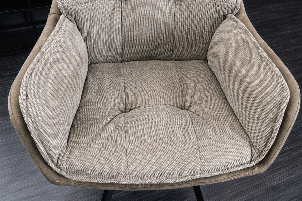 Drehbarer Design Stuhl MR. LOUNGER vintage taupe Microfaser mit Armlehne