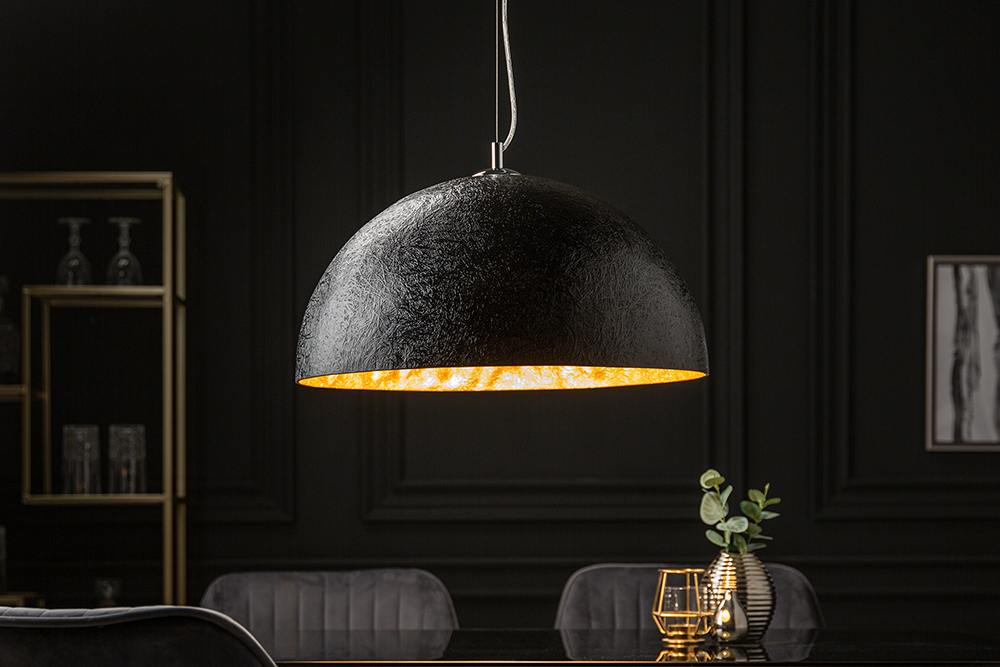 Elegante Design Hängeleuchte GLOW 50cm schwarz gold Hängelampe