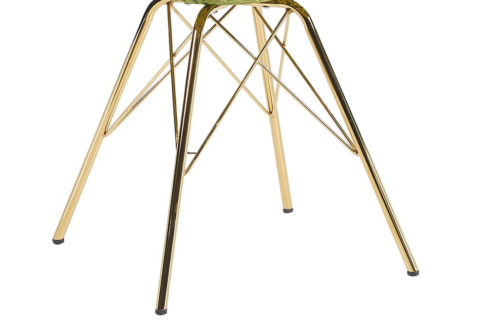 Design Stuhl SCANDINAVIA MEISTERSTÜCK grün Chenille gold Metall Monstera-Blatt