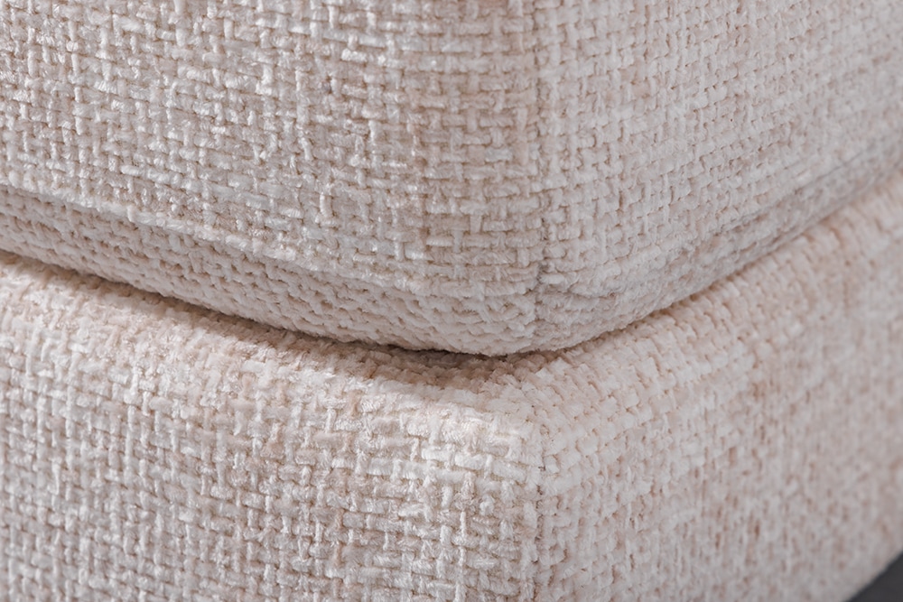 Moderner Hocker LOFT 75cm champagner beige Chenille Nosagfederung Taschenfederkern