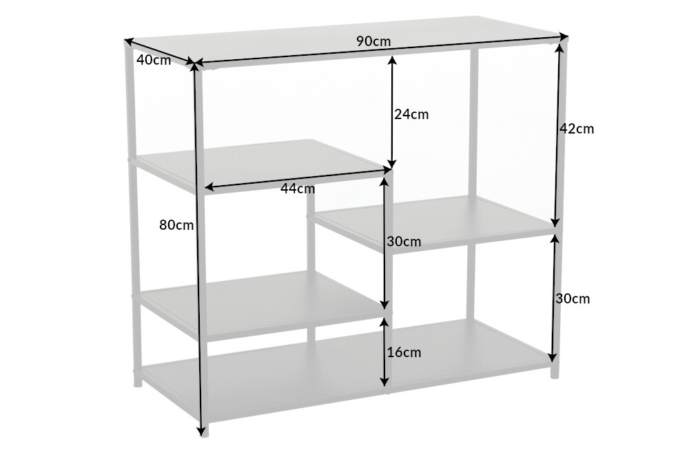 Industrial Regal DURA STEEL 90cm schwarz Metall Konsole