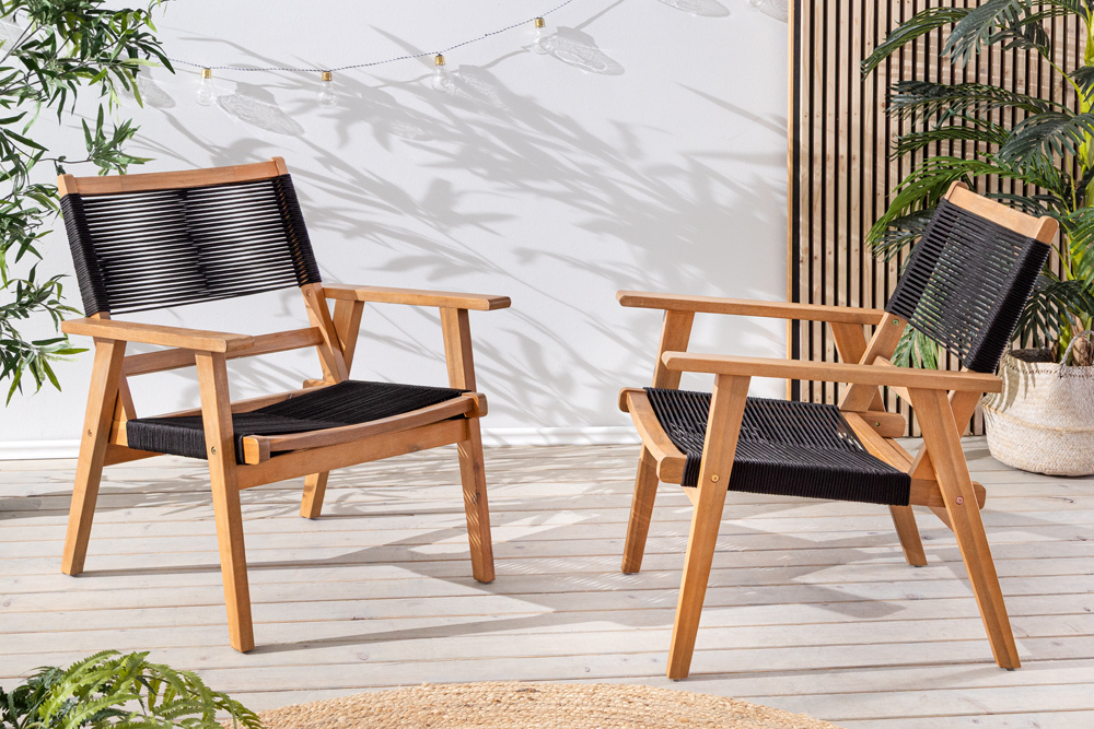 Wetterfestes 2er Set Gartenstuhl BALI ROPE natur anthrazit Akazienholz Loungesessel Wetterfestes 2er Set Gartenstuhl BALI ROPE natur anthrazit Akazienholz Loungesessel