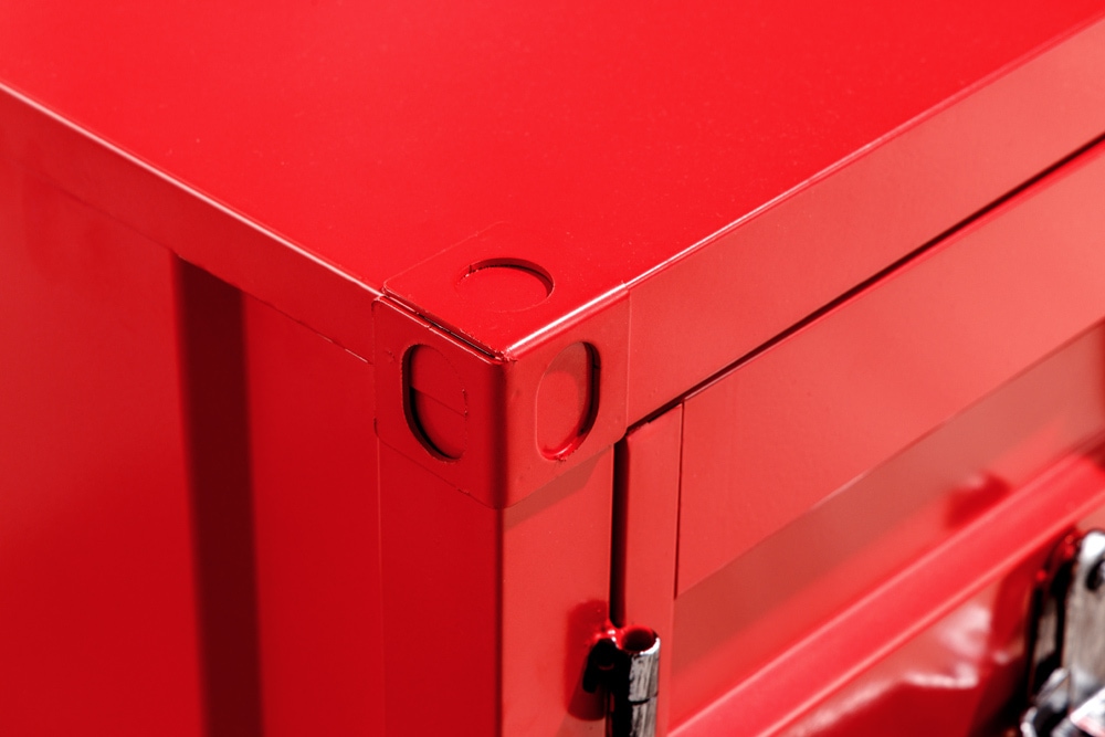 Container-Schrank GLOBETROTTER 80cm rot Metall Couchtisch mit Flügeltüren Kommode