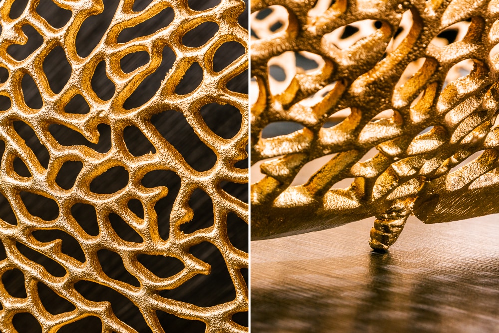 Filigraner Design Couchtisch ABSTRACT LEAF 130cm gold Handarbeit