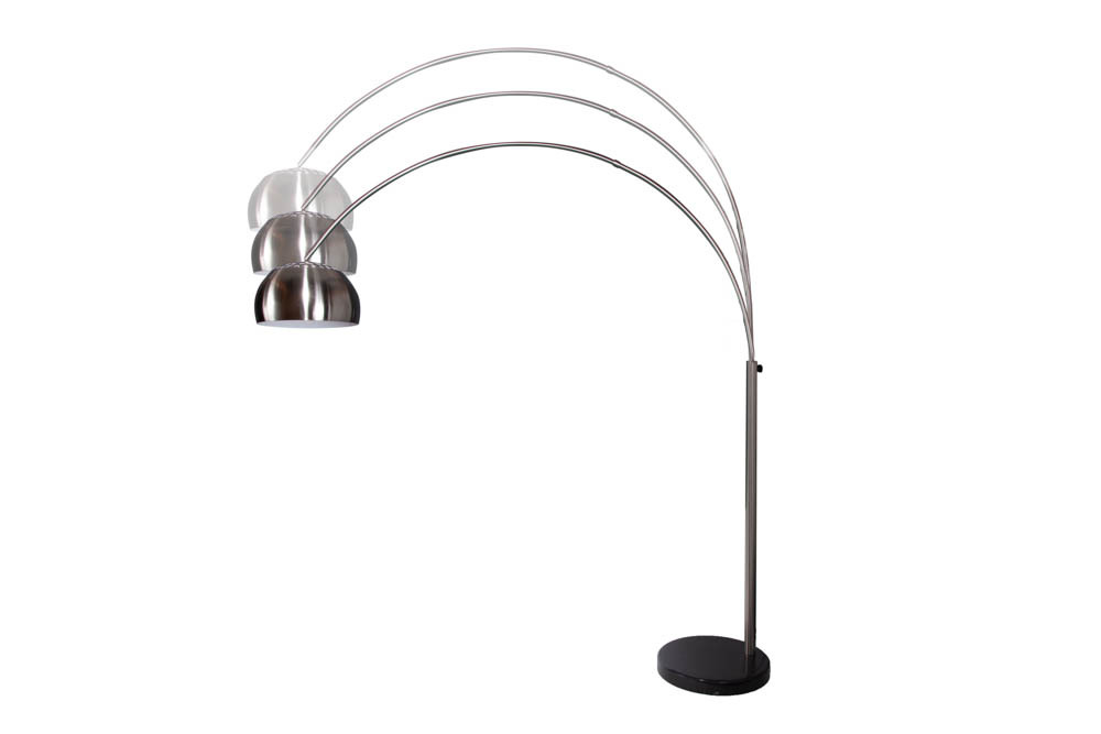 Ausziehbare Bogenlampe LOUNGE DEAL 170-210cm chrom gebürstet Marmorfuß Stehlampe