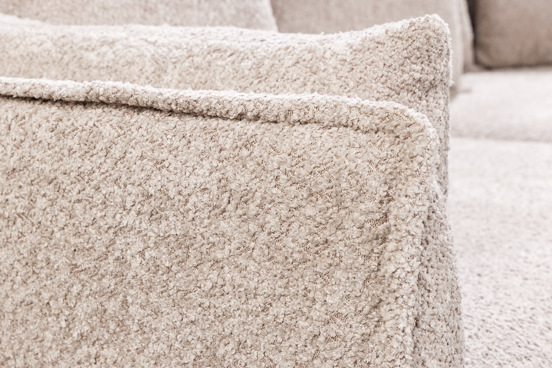 Großes 3-Sitzer Sofa HEAVEN 200cm champagner beige Bouclé Federkern Hussensofa