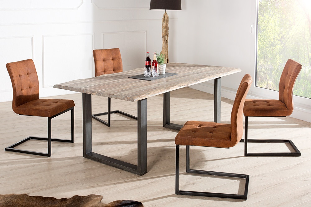 Design Freischwinger Stuhl OXFORD vintage braun Gestell Eisen