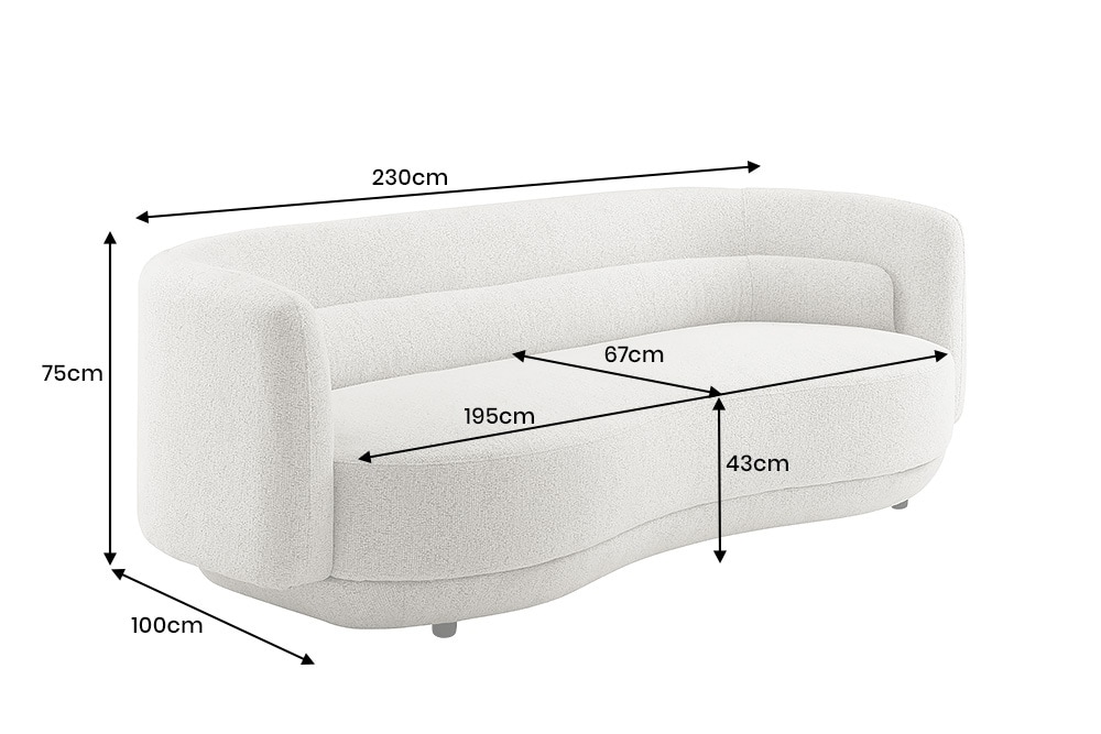 Design Sofa GATSBY 230cm greige Chenille Federkern 3-Sitzer Couch Rundum-Bezug