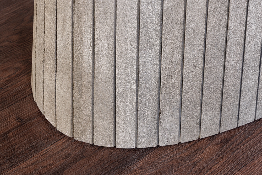Ovaler Esstisch ART DECO 220cm smoke grau massives Mangoholz mit Säulenfuß