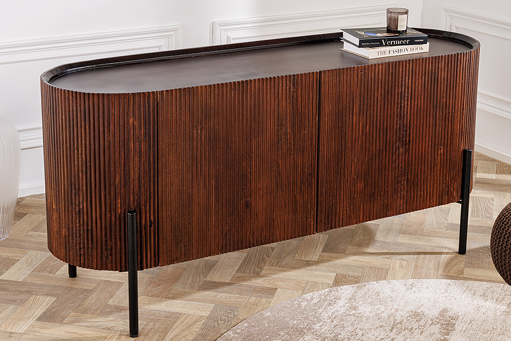 Massivholz Sideboard GATSBY 150cm dunkelbraun Mango Retro Design