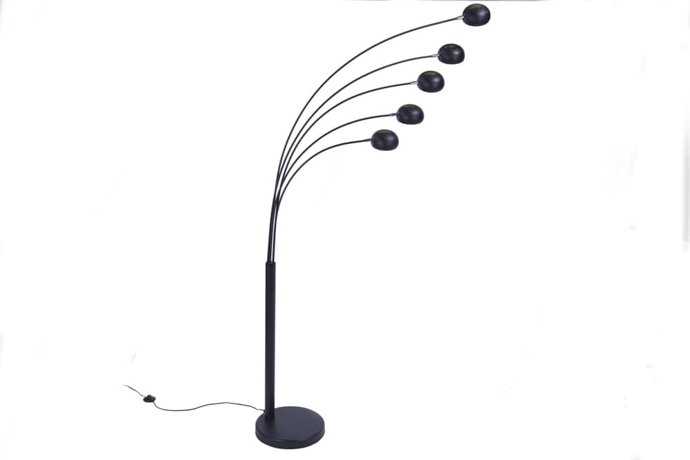 Design Bogenlampe FIVE LIGHTS 210cm schwarz gold Stehlampe mit Marmorfuß