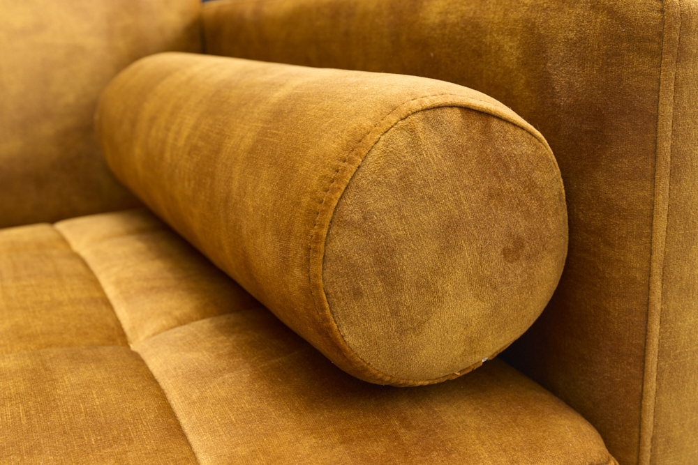 Modernes Schlafsofa COUTURE 200cm senfgelb Microvelours 3-Sitzer Couch mit Schlaffunktion