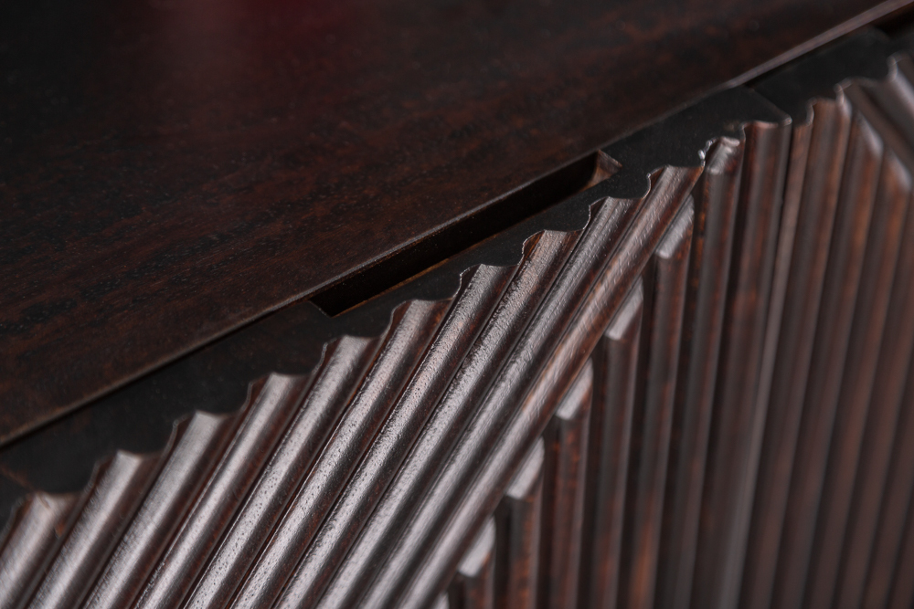 Massives Sideboard CREATIVO 180cm Mangoholz aufwändige 3D Front Retro Design