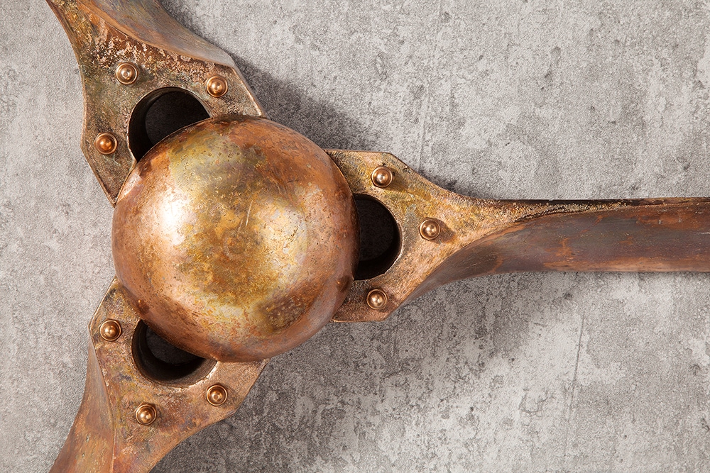 Authentische Wanddekoration SCREW III 97cm kupfer geflammt Flugzeug Propeller