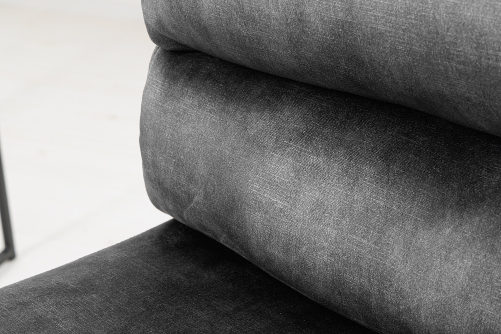 Höhenverstellbarer Barhocker COMFORT dunkelgrau Samt drehbar mit Lehne Metall schwarz