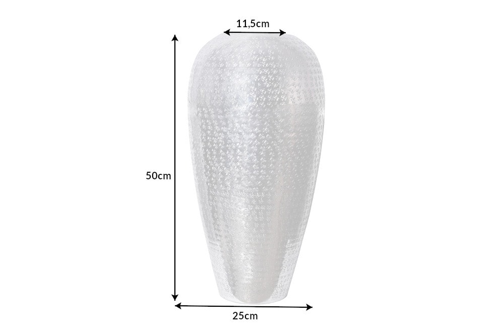 Elegante Vase ORIENTAL 50cm silber im Wild Hammerschlag Design