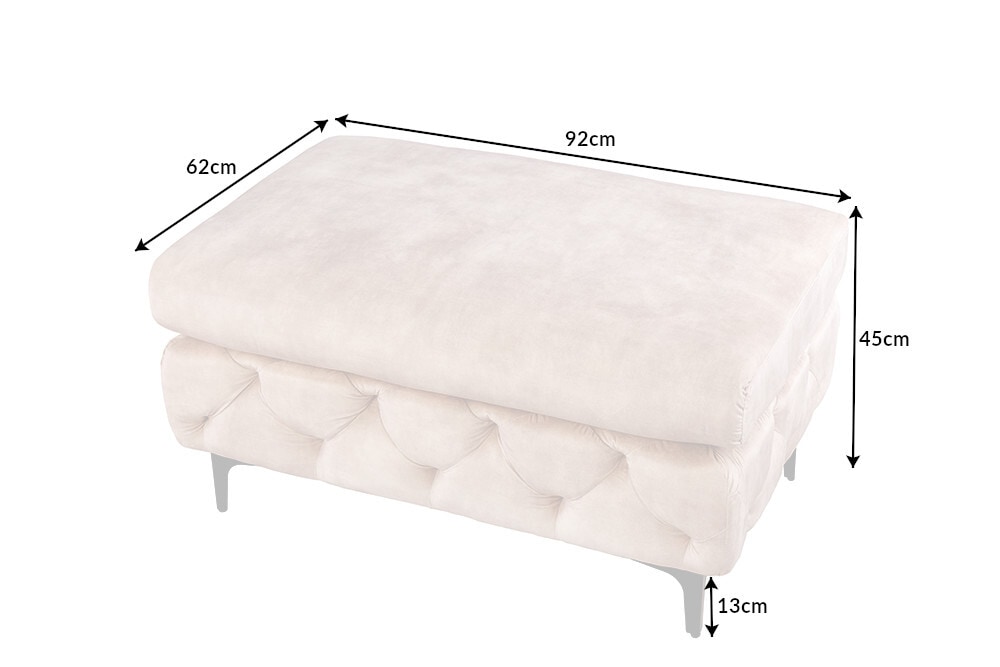 Chesterfield Sitzhocker MODERN BAROCK 90cm champagner Samt Fußhocker
