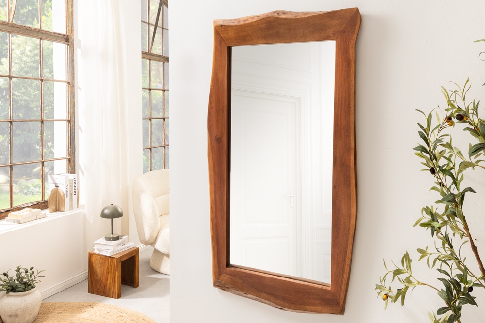 Massiver Spiegel MAMMUT 160cm braun Akazienholz Baumkante Wandspiegel » Jetzt kaufen