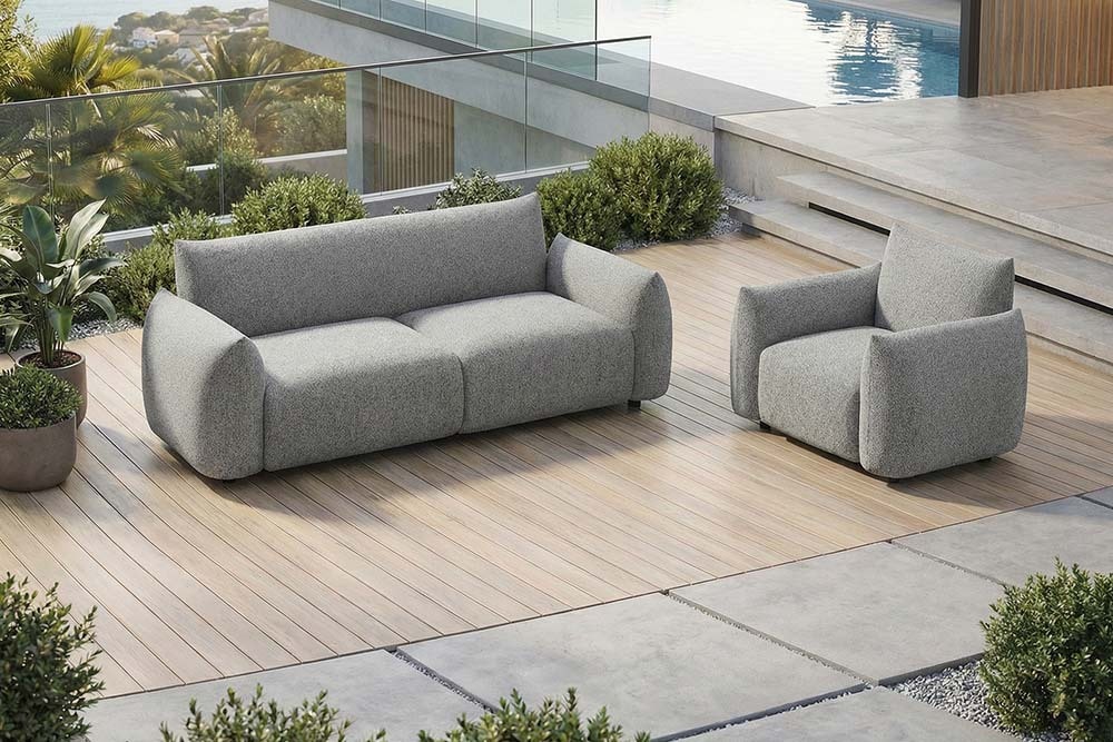 In- und Outdoor Sofa SEAHAWK 205cm anthrazit Aluminium Olefin wetterfest 2-Sitzer Couch