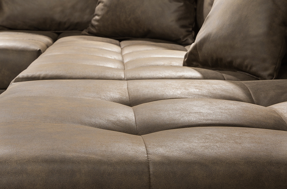 Moderne XXL Wohnlandschaft KENT 305cm taupe Federkern Bigsofa inkl. Hocker