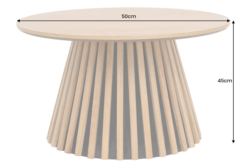 Runder Couchtisch VALHALLA WOOD 50cm natur Eichenholz Säulenfuß