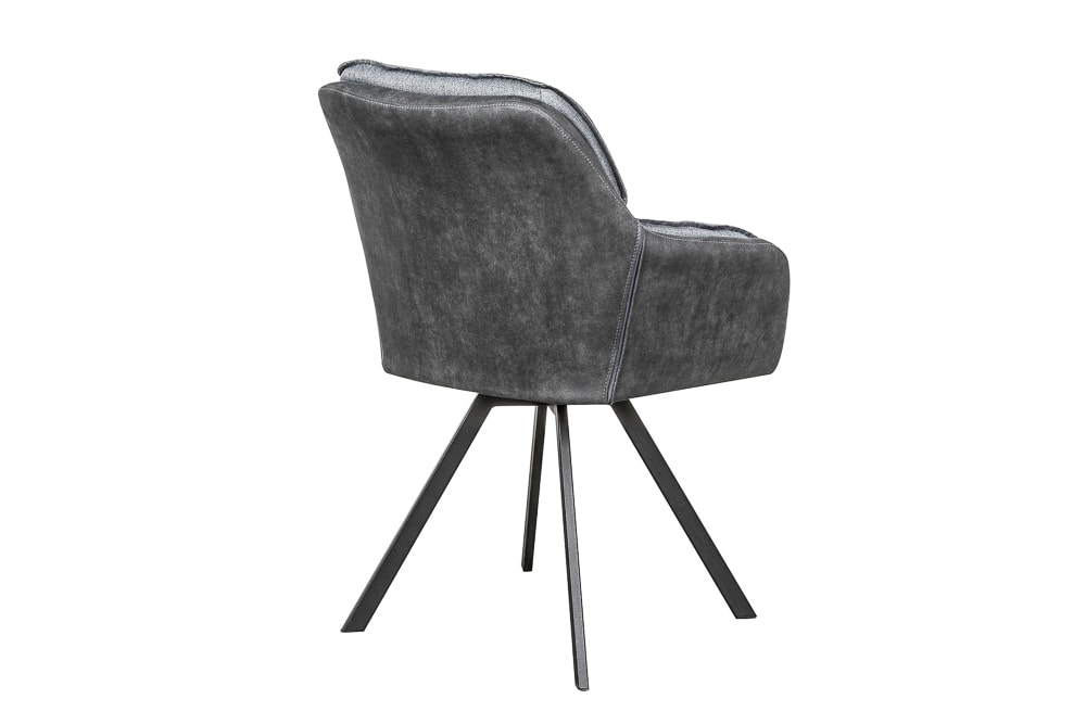 Drehbarer Design Stuhl MR. LOUNGER anthrazit grau Microfaser Flachgewebe mit Armlehne