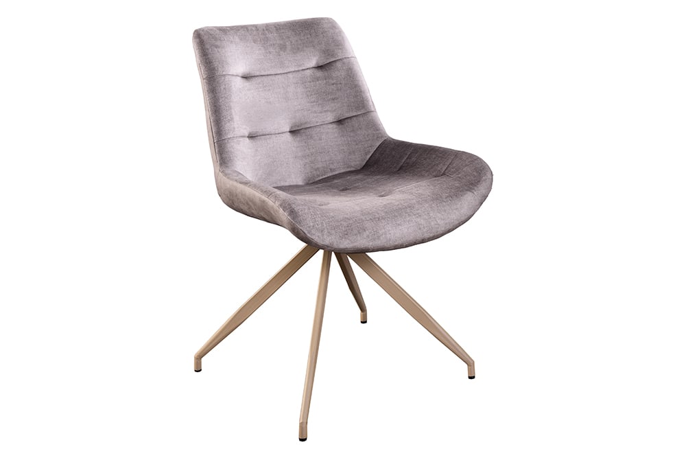 Design Stuhl DIVANI taupe Samt beiges Metallgestell
