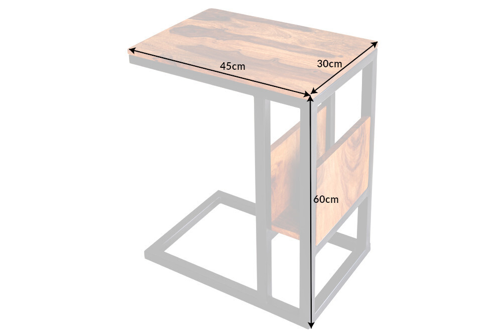 Massivholz Beistelltisch CONCIERGE 60cm braun Sheesham stone finish mit Stauraum