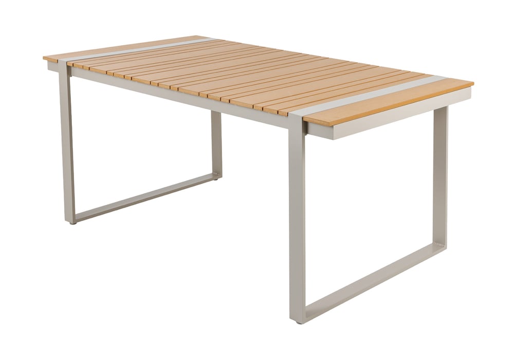 Wetterfester Gartentisch TAMPA LOUNGE 160cm greige natur Aluminium Metall Holz-Design Outdoor