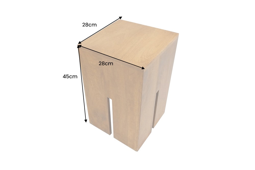 Design Beistelltisch CASTLE 45cm braun honey finish massives Mangoholz handmade